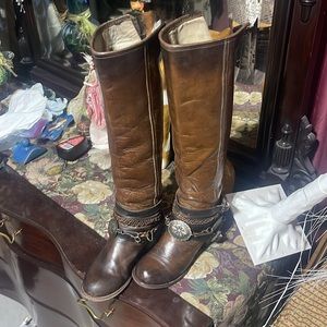 Brown Leather Knee-High Boots